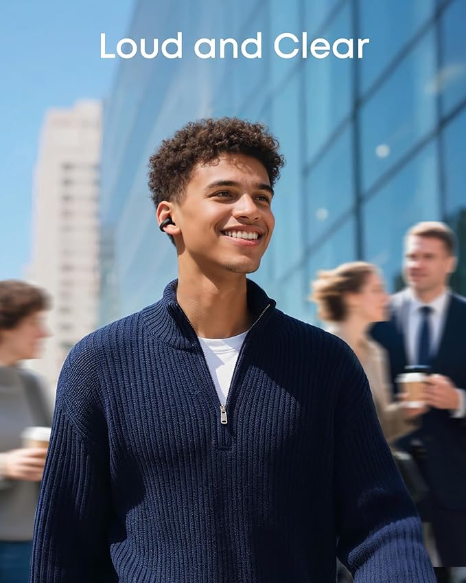 Soundcore C50i by Anker, Open-Ear Headphones, Clip-On Earbuds, Ultra-Comfort, FlexiClip Design, 12mm Drivers for Powerful Bass, AI Clear Calls, 28H Playtime, Secure Fit, Hi-Res, IP55, Bluetooth 6.0