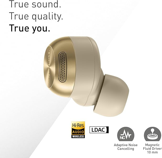 Technics EAH-AZ100E-S Wireless Earbuds with Noise Cancelling, Bluetooth Multipoint, Voice Focus AI, Comfortable In-Ear Earbuds, Champagne Gold