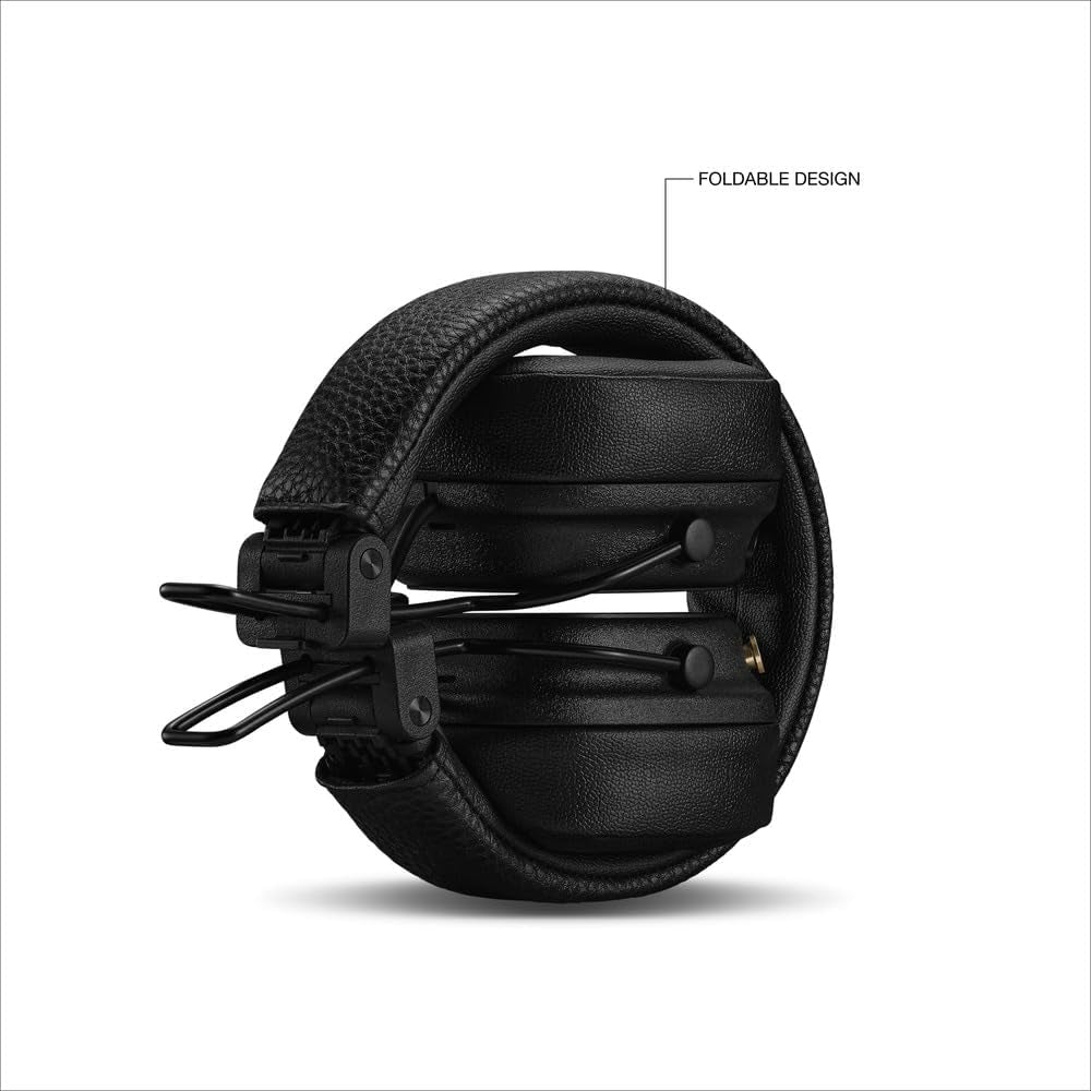 Marshall Major V Bluetooth Headphones - Foldable Bluetooth Wireless Headphones Bluetooth with 100+ Hours of Playtime (Black)