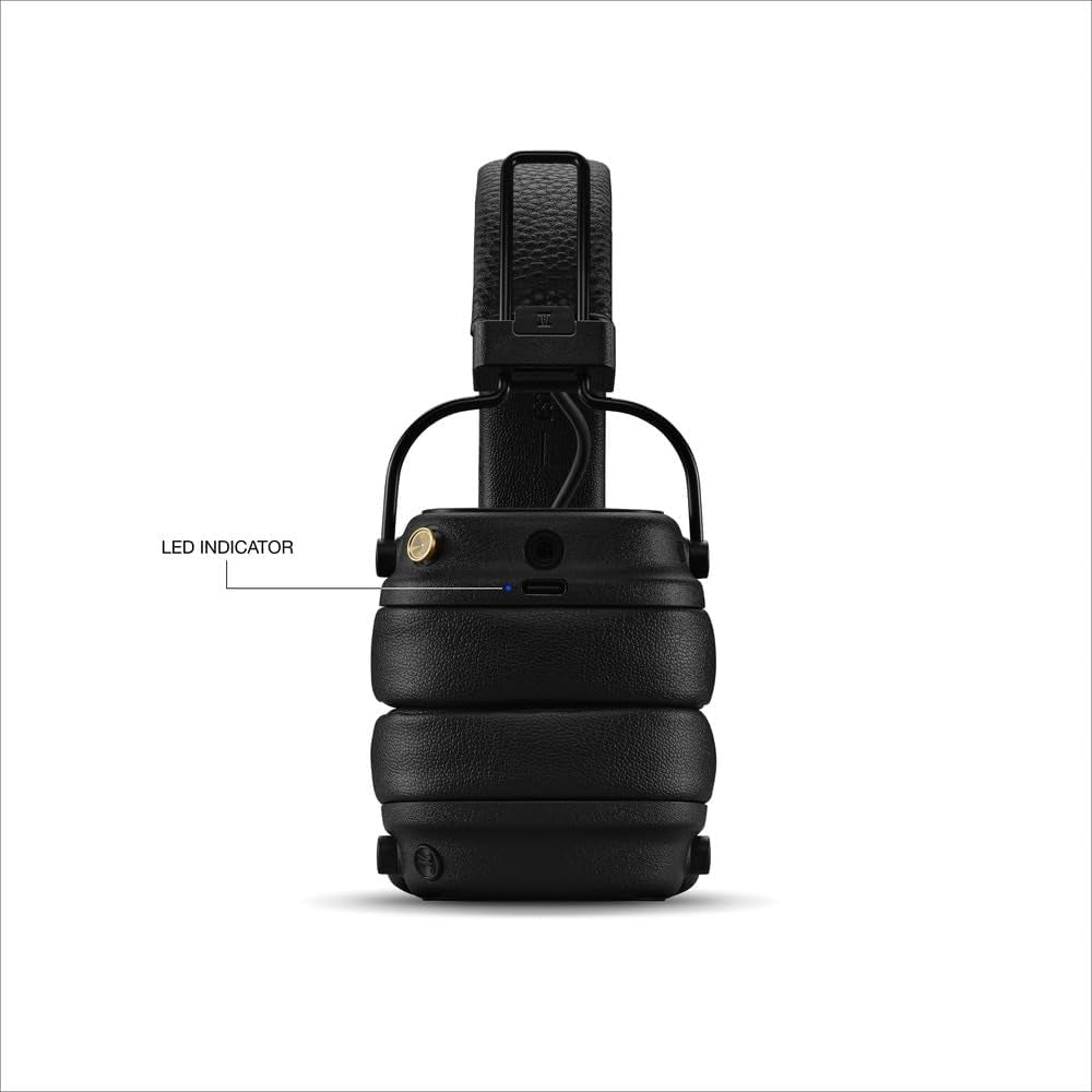 Marshall Major V Bluetooth Headphones - Foldable Bluetooth Wireless Headphones Bluetooth with 100+ Hours of Playtime (Black)