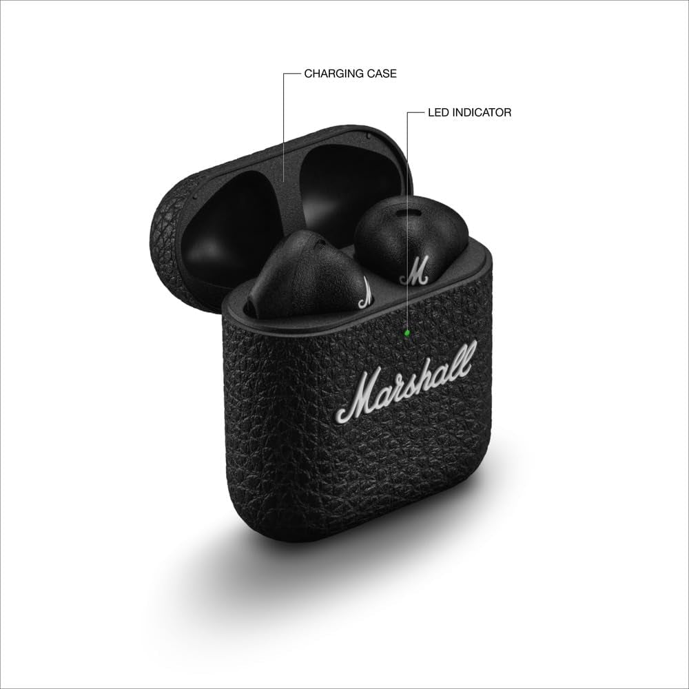 Marshall Minor IV Bluetooth Earphones - Water Resistant Earphones Bluetooth Wireless Earbuds With 30+ Hours Playtime - Black