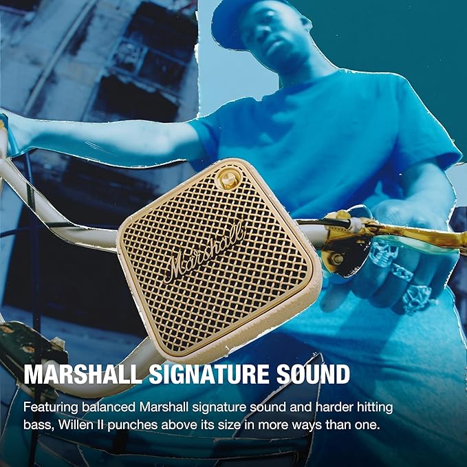 Marshall Willen II Wireless Bluetooth Speaker, over 17+ Hours Playtime, Dust and Waterproof Design (Cream)