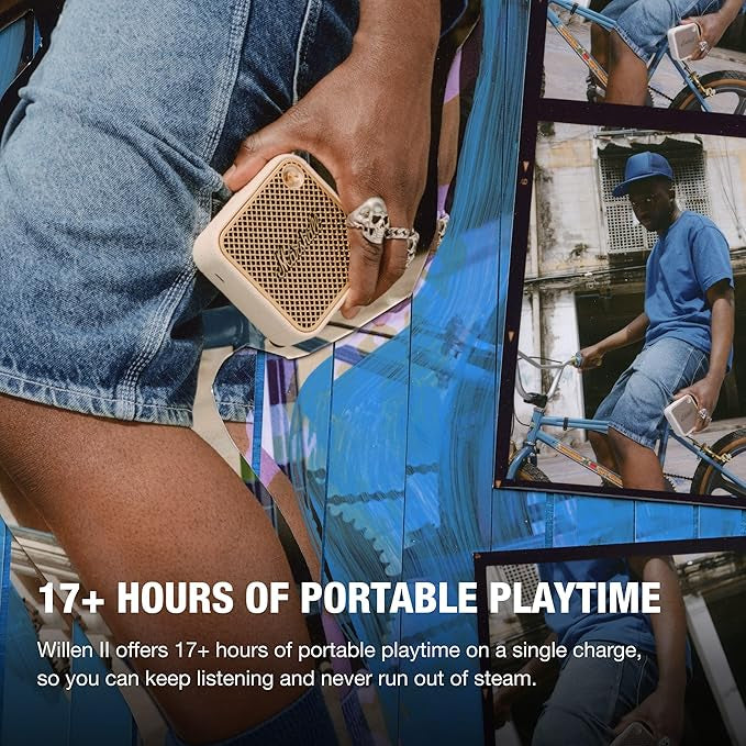 Marshall Willen II Wireless Bluetooth Speaker, over 17+ Hours Playtime, Dust and Waterproof Design (Cream)