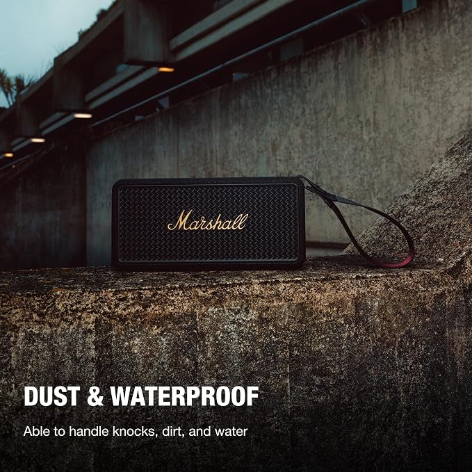 Marshall Middleton II Bluetooth Portable Speaker for Outdoor Adventures, 30+ Hours of Wireless Playtime, Waterproof IP67 60W - Black & Brass