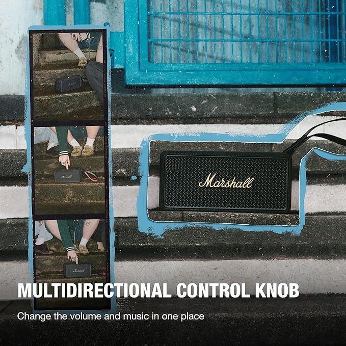 Marshall Middleton II Bluetooth Portable Speaker for Outdoor Adventures, 30+ Hours of Wireless Playtime, Waterproof IP67 60W - Black & Brass