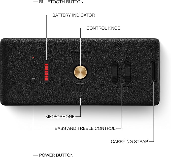 Marshall Middleton II Bluetooth Portable Speaker for Outdoor Adventures, 30+ Hours of Wireless Playtime, Waterproof IP67 60W - Black & Brass
