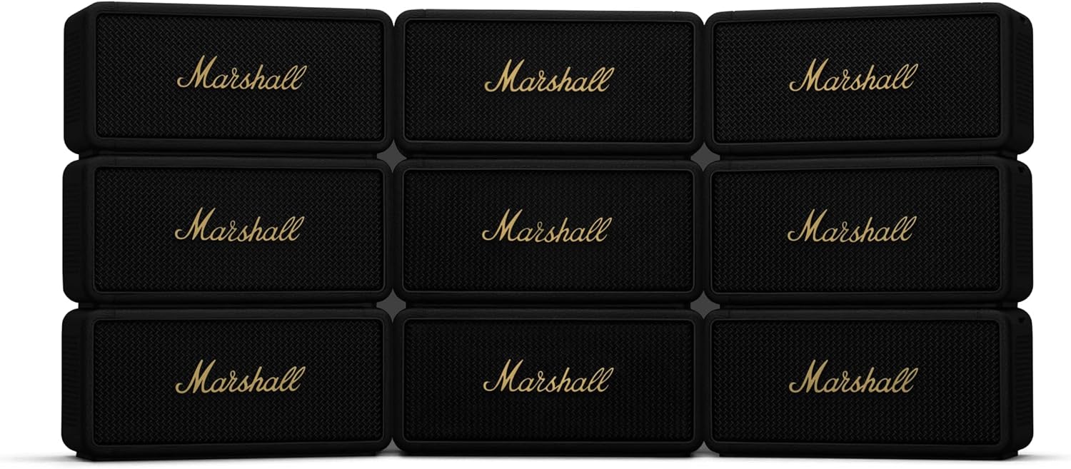 Marshall Middleton Bluetooth Portable Speaker for Outdoor Adventures, 20+ hours of Wireless playtime, water resistant IP67 50W - Black and Brass