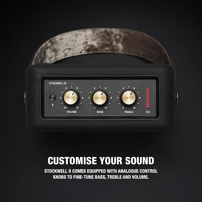 Marshall Stockwell II Wireless Portable Bluetooth Speaker 20+ Hours 20W - Black & Brass