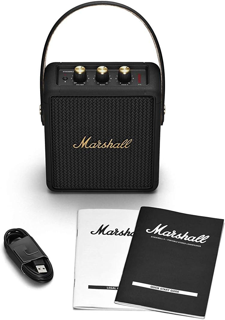 Marshall Stockwell II Wireless Portable Bluetooth Speaker 20+ Hours 20W - Black & Brass