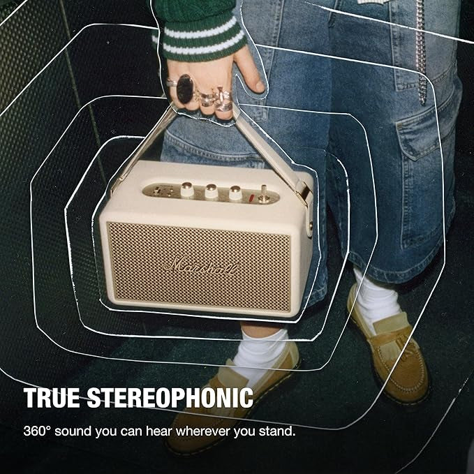 Marshall Kilburn III Bluetooth Speaker - Premium Water Resistance Portable Bluetooth Speaker & Wireless Speakers 50+ Playtime - Cream