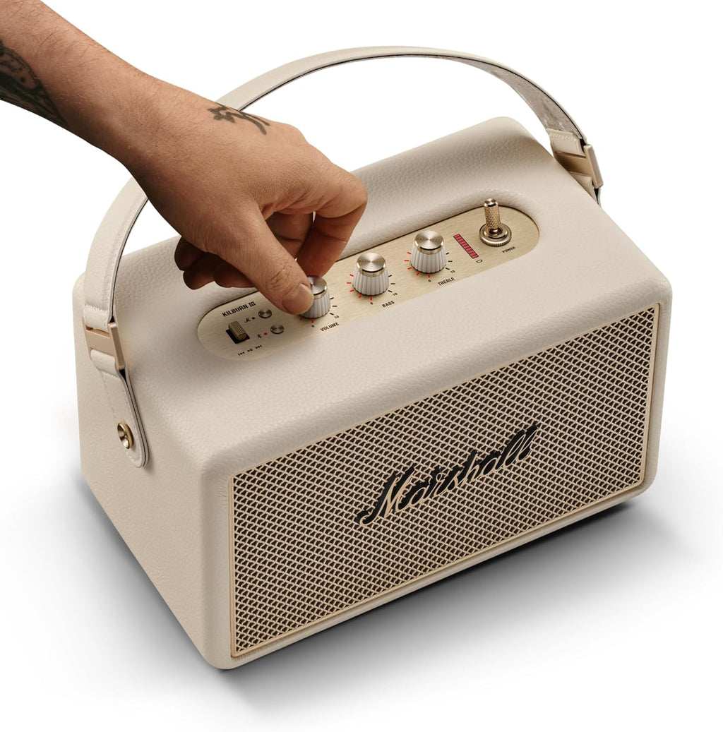Marshall Kilburn III Bluetooth Speaker - Premium Water Resistance Portable Bluetooth Speaker & Wireless Speakers 50+ Playtime - Cream
