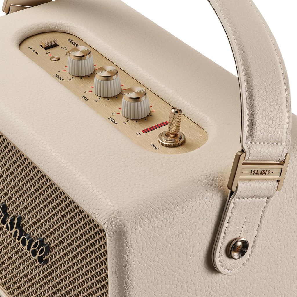 Marshall Kilburn III Bluetooth Speaker - Premium Water Resistance Portable Bluetooth Speaker & Wireless Speakers 50+ Playtime - Cream