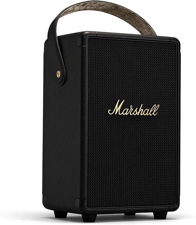 Marshall Tufton Portable Bluetooth 5.0 Speaker, 20+ Hours of Wireless Playtime - Water Resistant Speakers(IPX2), Powerful Audio, Black & Brass