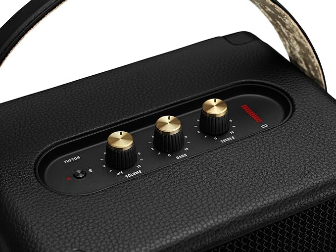 Marshall Tufton Portable Bluetooth 5.0 Speaker, 20+ Hours of Wireless Playtime - Water Resistant Speakers(IPX2), Powerful Audio, Black & Brass