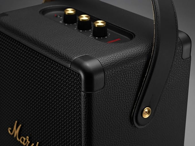 Marshall Tufton Portable Bluetooth 5.0 Speaker, 20+ Hours of Wireless Playtime - Water Resistant Speakers(IPX2), Powerful Audio, Black & Brass