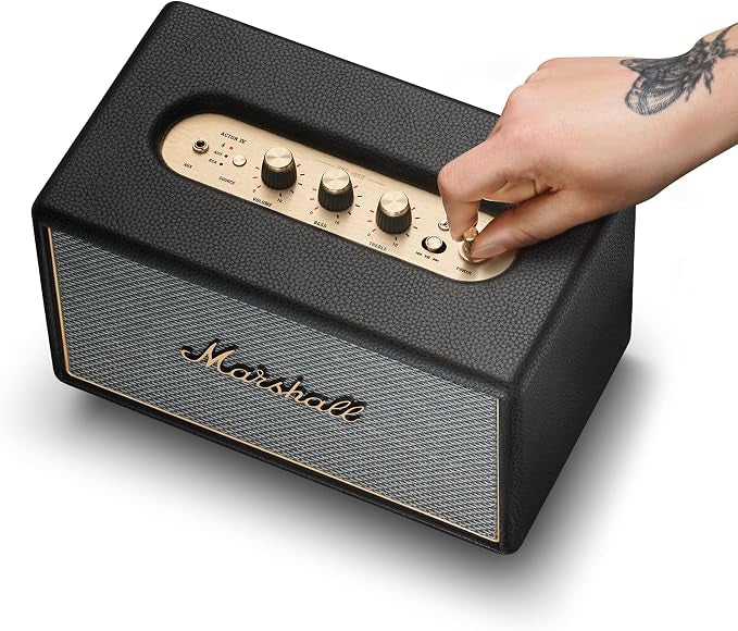 Marshall Acton IV Bluetooth Home Speaker - Room-Filling Stereo Sound with Bass and Treble Controls | Plug-in Powered | Record Player Compatible - Black