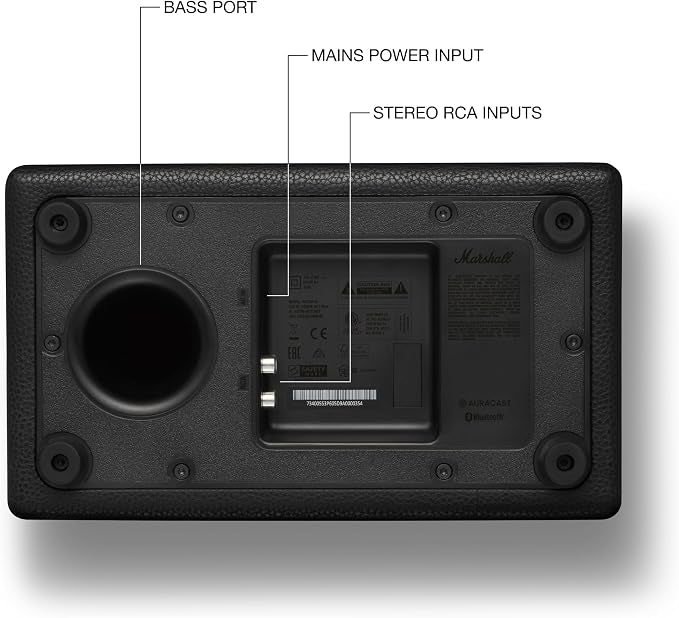 Marshall Acton IV Bluetooth Home Speaker - Room-Filling Stereo Sound with Bass and Treble Controls | Plug-in Powered | Record Player Compatible - Black