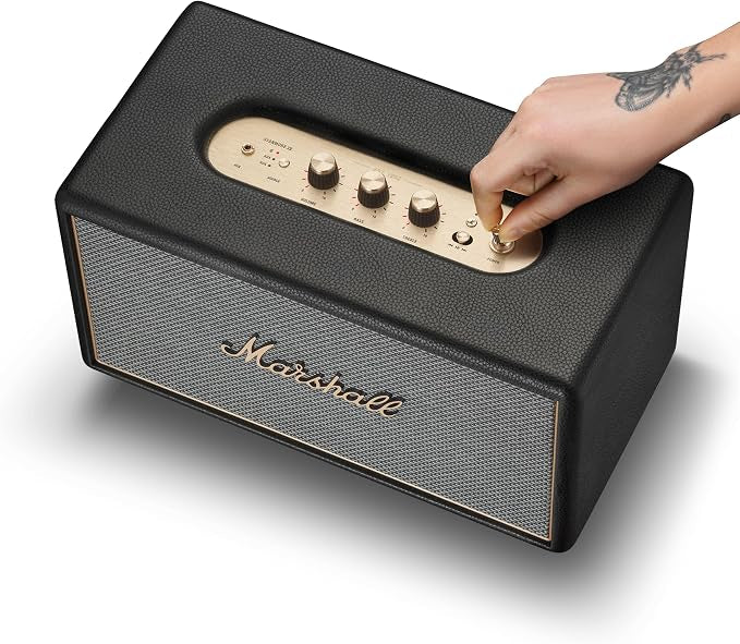 Marshall Stanmore IV Bluetooth Home Speaker - Room-to-Room Stereo Sound with Bass and Treble Controls | Plug-in Powered | Record Player Compatible - Black