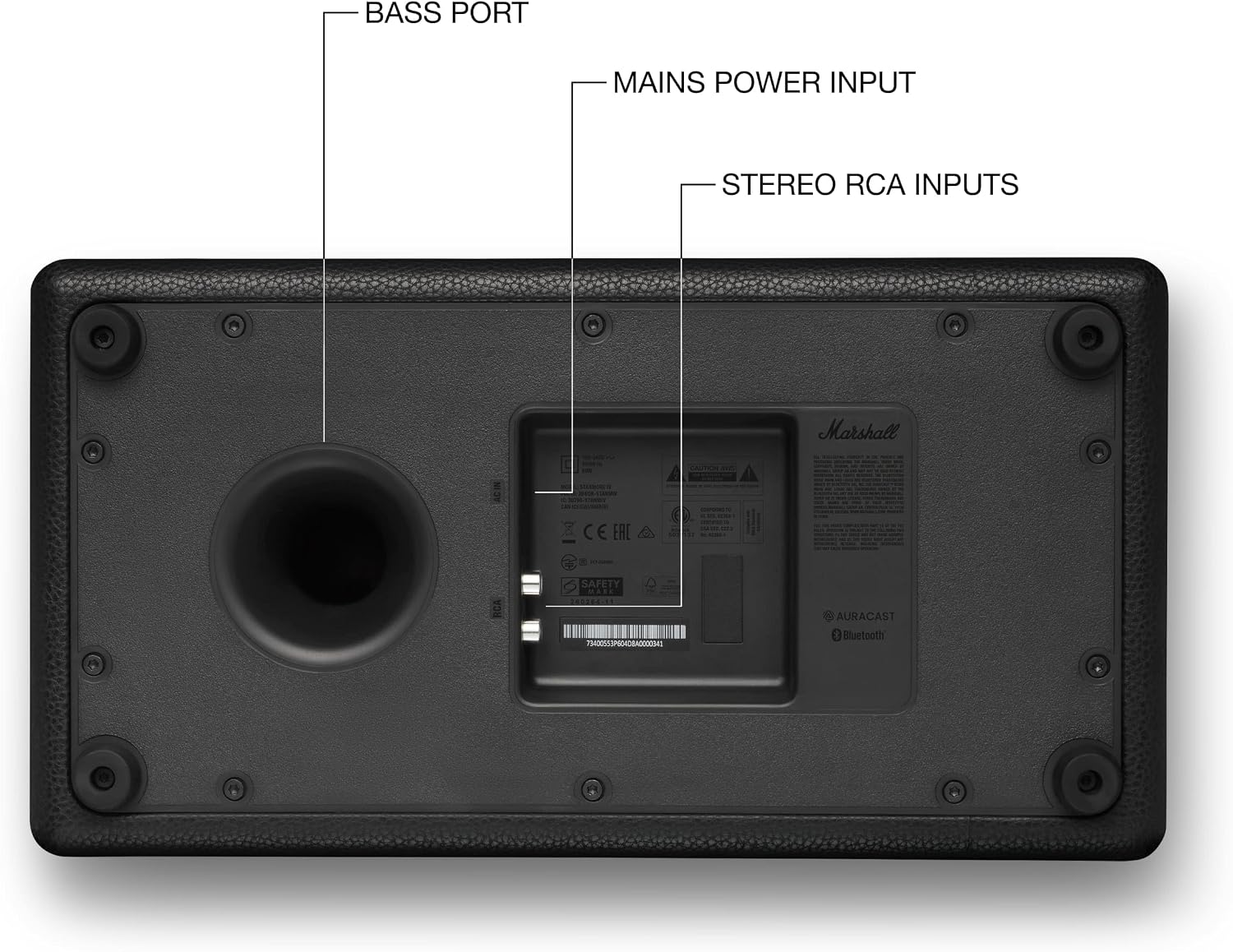 Marshall Stanmore IV Bluetooth Home Speaker - Room-to-Room Stereo Sound with Bass and Treble Controls | Plug-in Powered | Record Player Compatible - Black