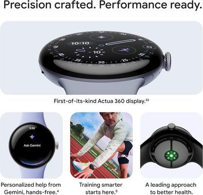 Google Pixel Watch 4 (45mm) - Android Smartwatch with Heart Rate and Sleep Tracking - 40-Hour Battery - Fitness Tracking - Google AI - Polished Silver Aluminum Case - Porcelain Active Band - Wi-Fi