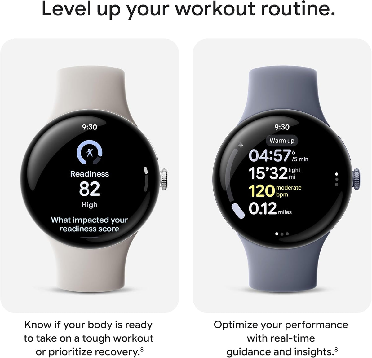 Google Pixel Watch 4 (45mm) - Android Smartwatch with Heart Rate and Sleep Tracking - 40-Hour Battery - Fitness Tracking - Google AI - Polished Silver Aluminum Case - Porcelain Active Band - Wi-Fi