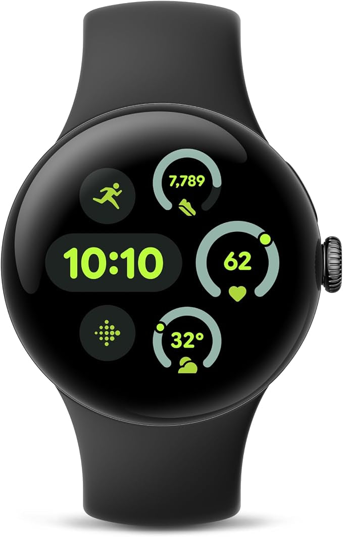 Google Pixel Watch 3 (41mm) Latest Model - Android Smartwatch, Heart Rate Tracking, Fitbit Advanced Running, Fitness Insights, 24-Hour Battery - Matte Black Aluminum Case - Obsidian Band - Wi-Fi