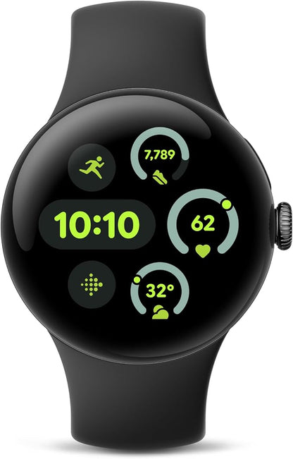 Google Pixel Watch 3 (41mm) Latest Model - Android Smartwatch, Heart Rate Tracking, Fitbit Advanced Running, Fitness Insights, 24-Hour Battery - Matte Black Aluminum Case - Obsidian Band - Wi-Fi