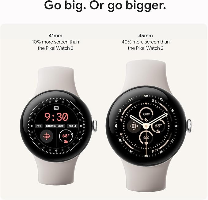 Google Pixel Watch 3 (41mm) Latest Model - Android Smartwatch, Heart Rate Tracking, Fitbit Advanced Running, Fitness Insights, 24-Hour Battery - Matte Black Aluminum Case - Obsidian Band - Wi-Fi