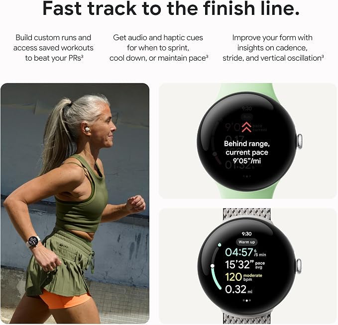 Google Pixel Watch 3 (41mm) Latest Model - Android Smartwatch, Heart Rate Tracking, Fitbit Advanced Running, Fitness Insights, 24-Hour Battery - Matte Black Aluminum Case - Obsidian Band - Wi-Fi
