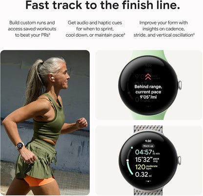 Google Pixel Watch 3 (41mm) Latest Model - Android Smartwatch, Heart Rate Tracking, Fitbit Advanced Running, Fitness Insights, 24-Hour Battery - Matte Black Aluminum Case - Obsidian Band - Wi-Fi