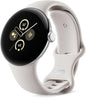 Google Pixel Watch 2 | 32GB+ 2GB RAM | Heart Rate Tracking, Stress Management,(4G LTE + Bluetooth/Wi-Fi, Silver Aluminium Case/Porcelain Active Band) (Renewed)