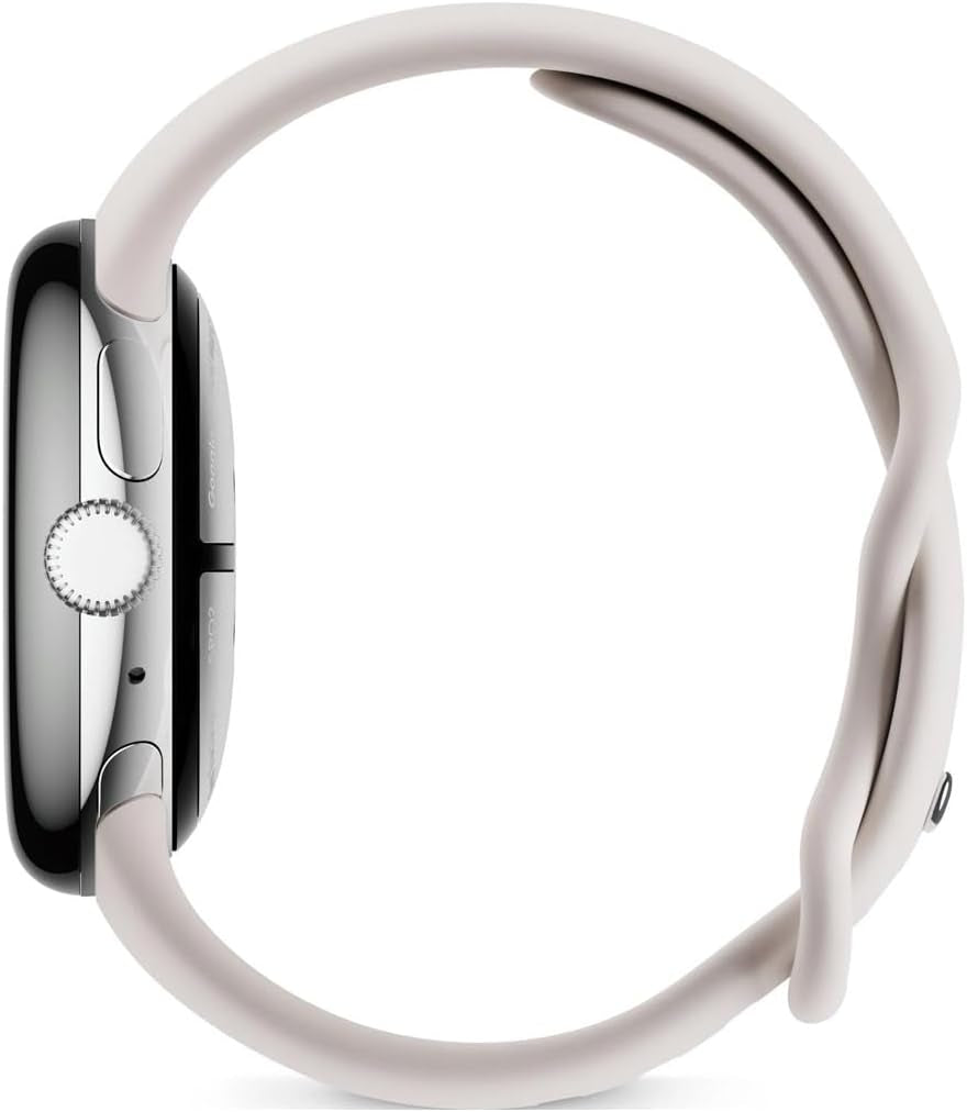 Google Pixel Watch 2 | 32GB+ 2GB RAM | Heart Rate Tracking, Stress Management,(4G LTE + Bluetooth/Wi-Fi, Silver Aluminium Case/Porcelain Active Band) (Renewed)