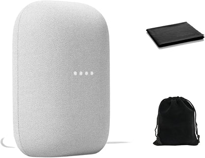 Google Audio Bluetooth Speaker - Wireless Music Streaming, Powerful Sound, Assistant Built-in, Wi-Fi and Bluetooth Connectivity, Smart Home Control, Stereo Pairing, Includes Pouch and Cloth