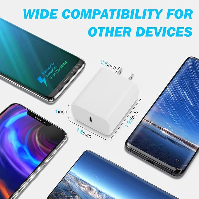 30W USB-C Charger and Cable - Compatible with Google Products and Other USB-C Devices - Fast Charging Pixel Phone Charger - USB-C to USB C Sync Charge Cable Included