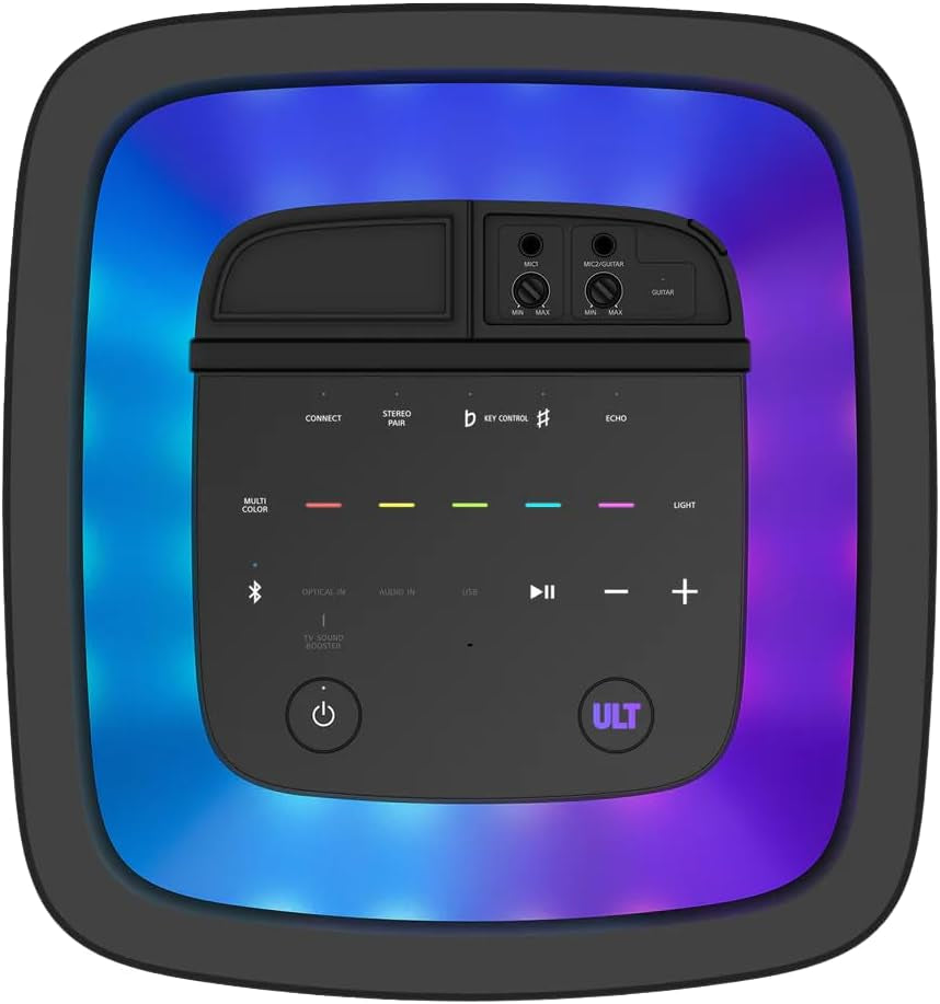 Sony ULT TOWER 9 Party Speaker, Powerful BASS, 360º Party Sound and Light, 25hrs Battery life, Karaoke, TV Sound Booster, Multipoint Connection