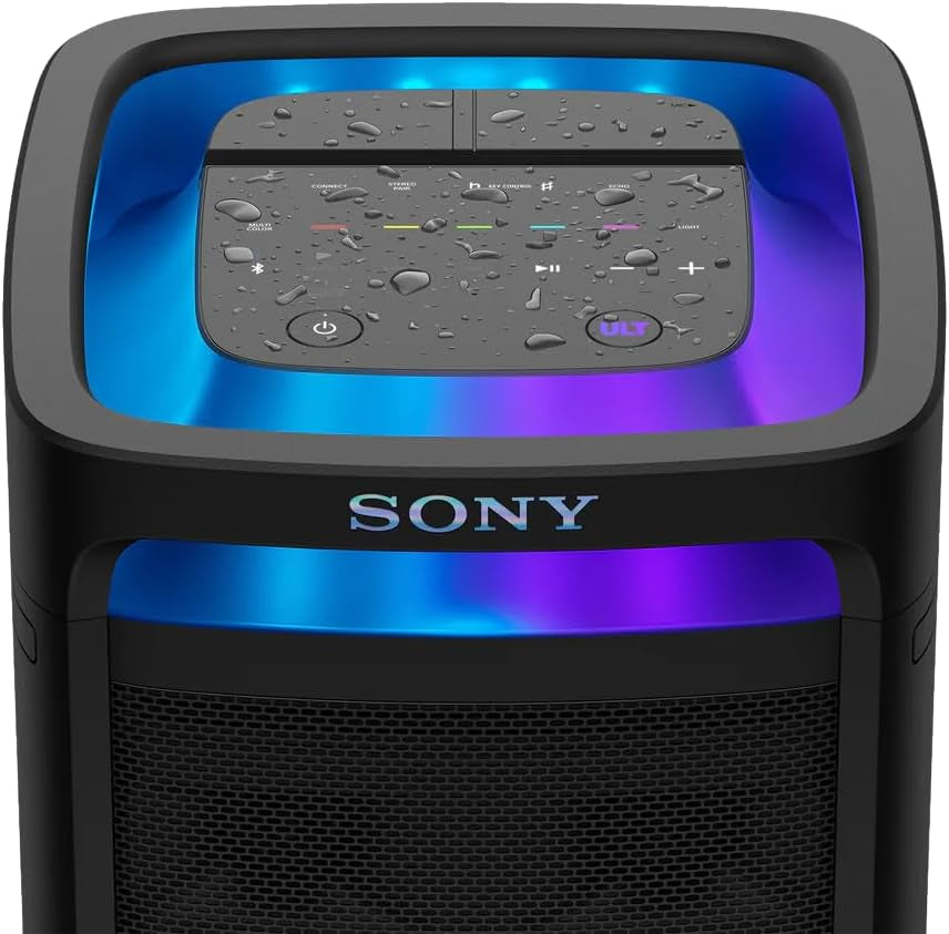 Sony ULT TOWER 9 Party Speaker, Powerful BASS, 360º Party Sound and Light, 25hrs Battery life, Karaoke, TV Sound Booster, Multipoint Connection