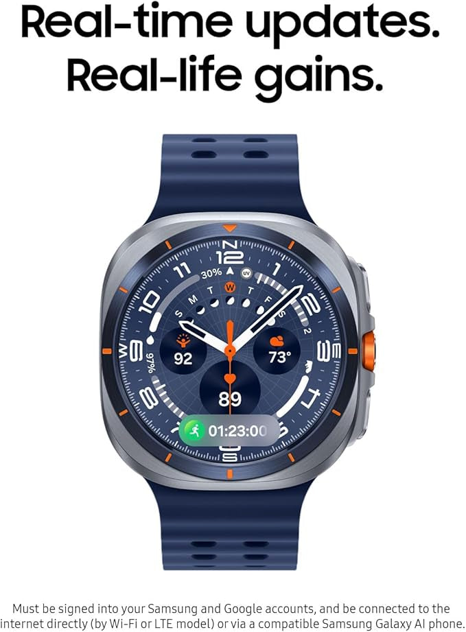 Samsung Galaxy Watch Ultra (2025) 47mm LTE Smartwatch, Titanium Casing, Advanced Sleep Coaching, Running Coach, Energy Score, Heart Rate Tracking, GPS, Titanium Blue