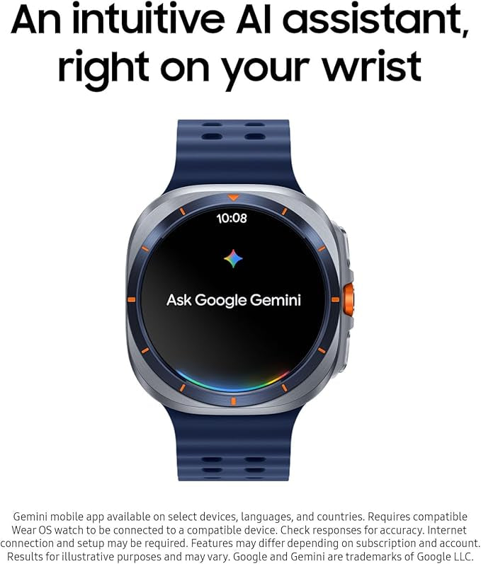 Samsung Galaxy Watch Ultra (2025) 47mm LTE Smartwatch, Titanium Casing, Advanced Sleep Coaching, Running Coach, Energy Score, Heart Rate Tracking, GPS, Titanium Blue