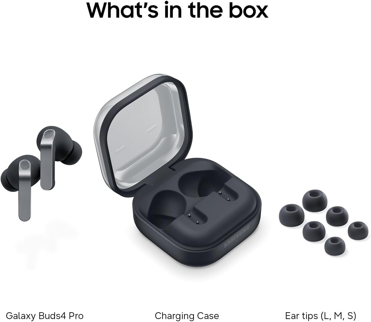 Samsung Galaxy Buds4 Pro, Black, Real Metal Blade, 2-way Speaker & Dual Amp, Enhanced ANC, Adaptive Noise Control, Seamless Connection (UAE Version)