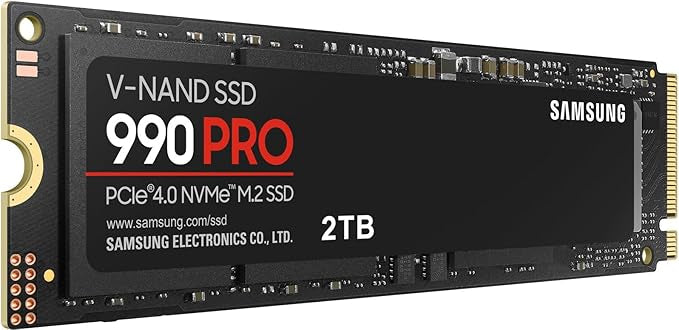 SAMSUNG 990 PRO SSD 2TB PCIe 4.0 M.2 2280 Internal Solid State Hard Drive, Seq. Read Speeds Up to 7,450 MB/s for High End Computing, Gaming, and Heavy Duty Workstations, MZ-V9P2T0B/AM