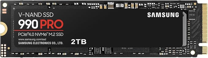 SAMSUNG 990 PRO SSD 2TB PCIe 4.0 M.2 2280 Internal Solid State Hard Drive, Seq. Read Speeds Up to 7,450 MB/s for High End Computing, Gaming, and Heavy Duty Workstations, MZ-V9P2T0B/AM
