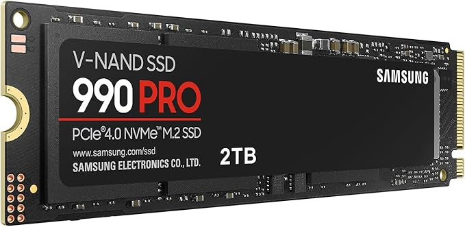 SAMSUNG 990 PRO SSD 2TB PCIe 4.0 M.2 2280 Internal Solid State Hard Drive, Seq. Read Speeds Up to 7,450 MB/s for High End Computing, Gaming, and Heavy Duty Workstations, MZ-V9P2T0B/AM