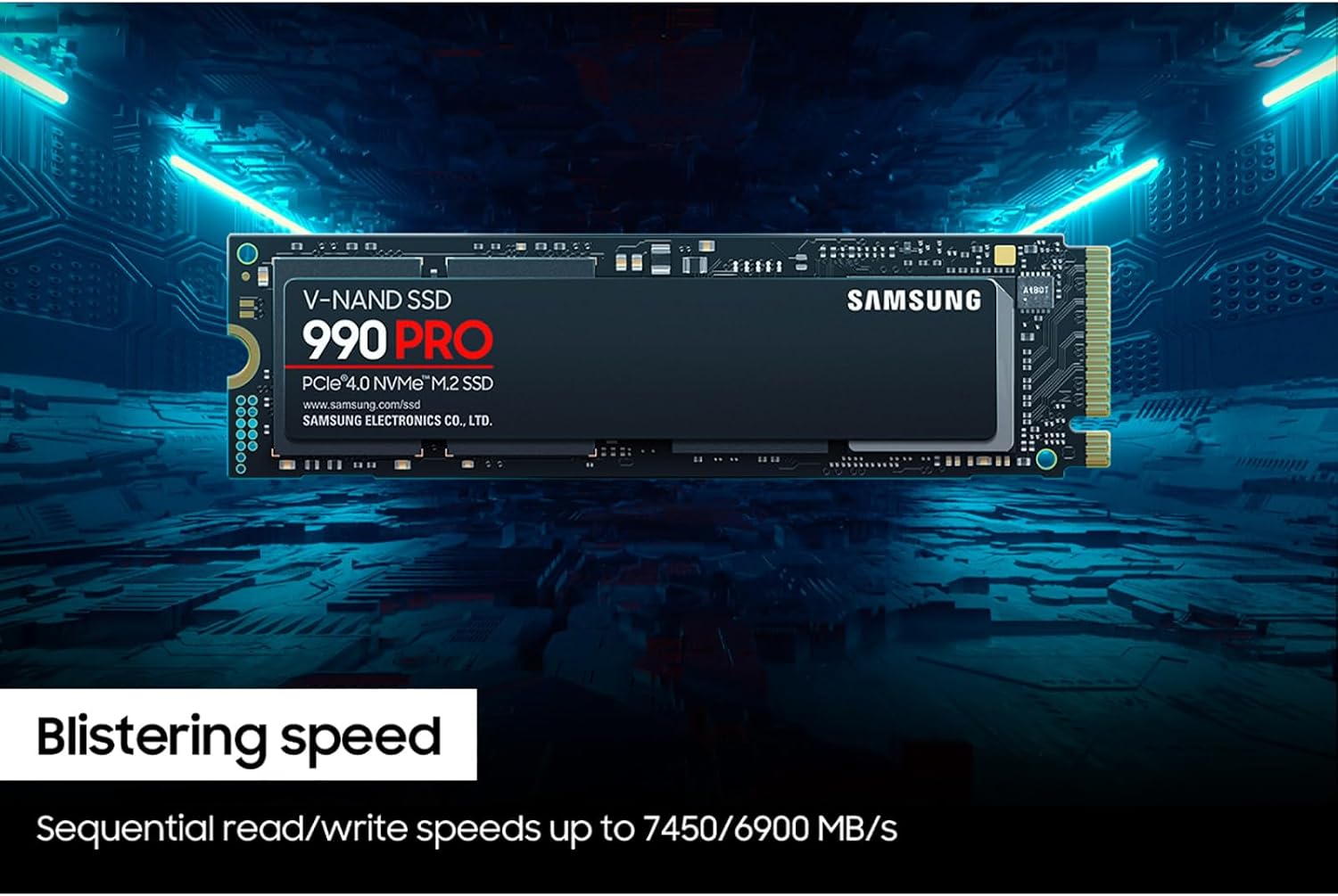 SAMSUNG 990 PRO SSD 2TB PCIe 4.0 M.2 2280 Internal Solid State Hard Drive, Seq. Read Speeds Up to 7,450 MB/s for High End Computing, Gaming, and Heavy Duty Workstations, MZ-V9P2T0B/AM